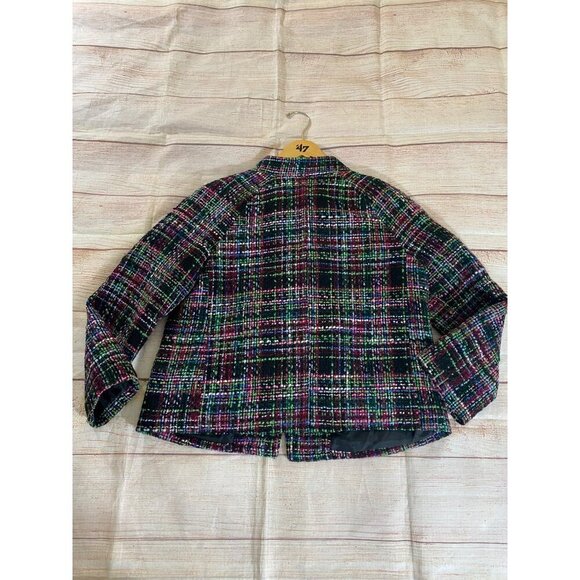 Talbots Women's Tweed Classic Wool Blend Button Front Crop Jacket - 10 - Picture 12 of 14